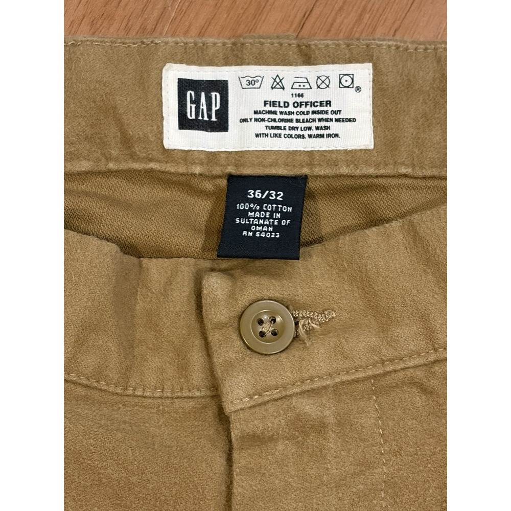 Vintage Gap Field Officer Pants 36x32 Tan Military Wide Leg Baggy Chamois Y2K - Picture 5 of 13
